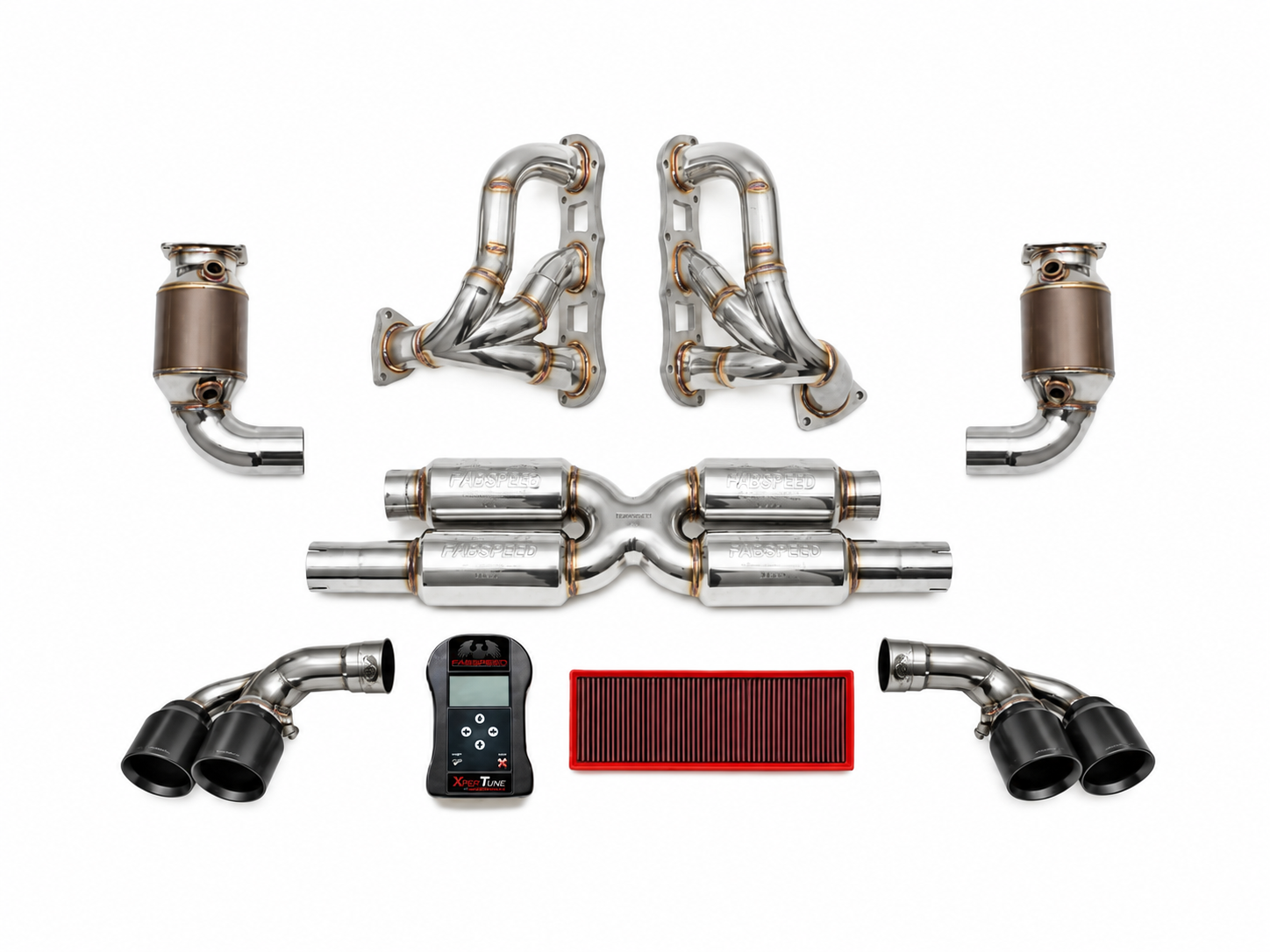Fabspeed STREET Supersport Performance Package, Quad Tips Satin Black. Porsche 991.2 Turbo / Turbo S (2017+) - 99111173171, 99111173140, 99711300930, 99711301030, 99111171172, 99111171272 - FB798/20, FS.POR.9912T.ET, FS.POR.9912T.SHDR, FS.POR.9912T.SSSXQB